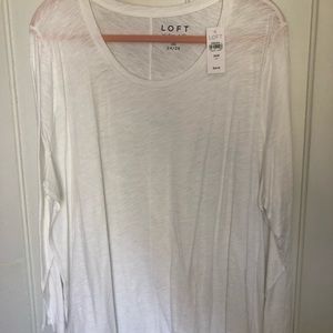 Loft plus slub knit white long sleeve tee